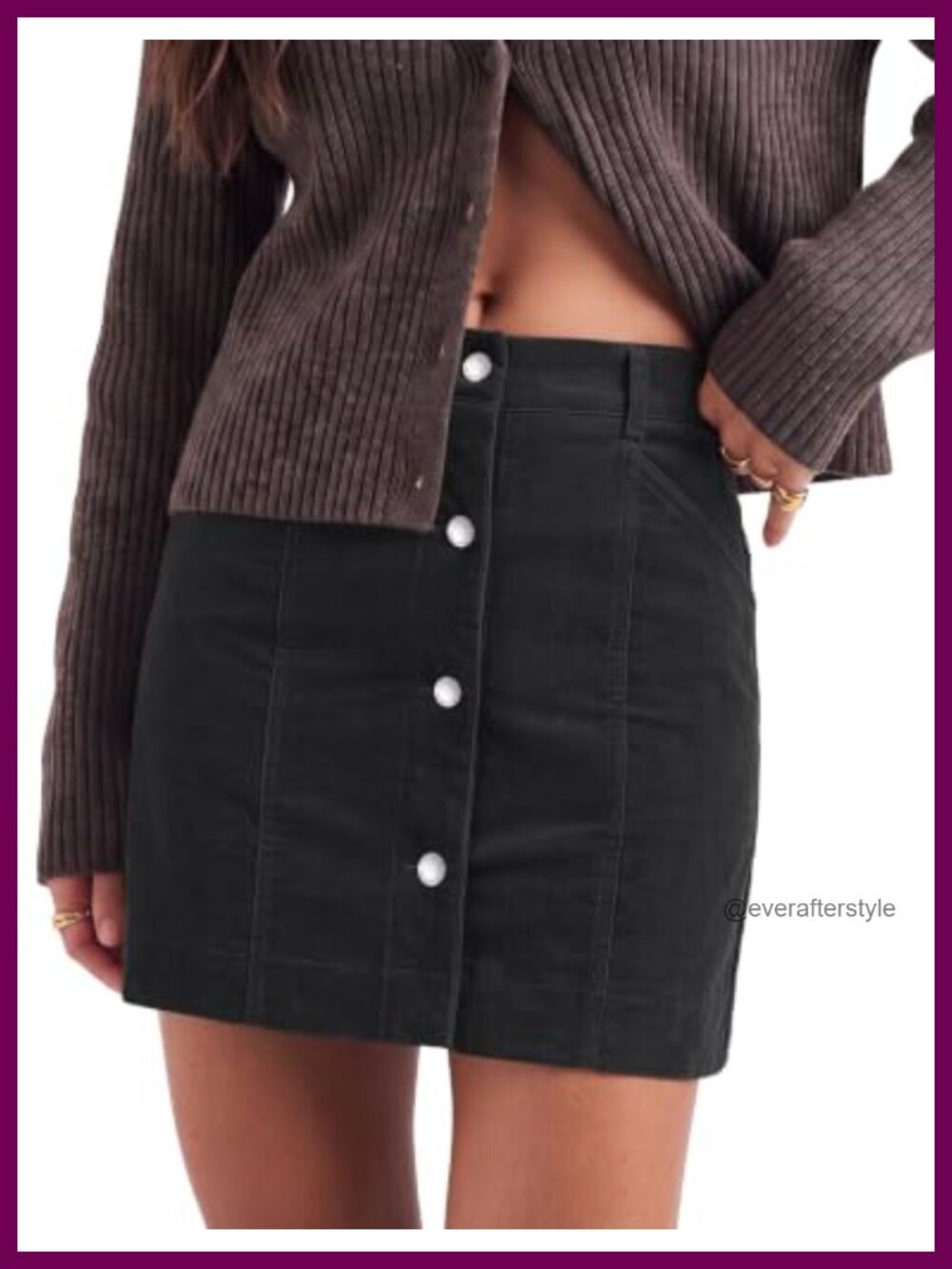 Corduroy Mini Skirt High Rise Stretchy A-Line Fall Skirt